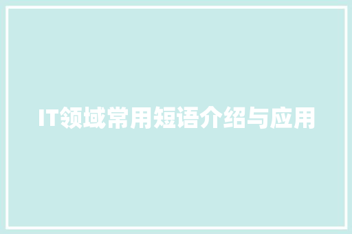 IT领域常用短语介绍与应用