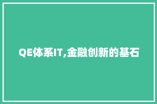 QE体系IT,金融创新的基石