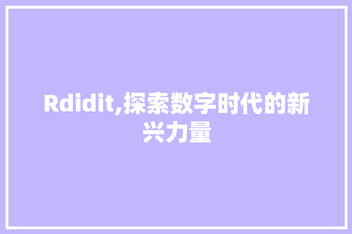 Rdidit,探索数字时代的新兴力量