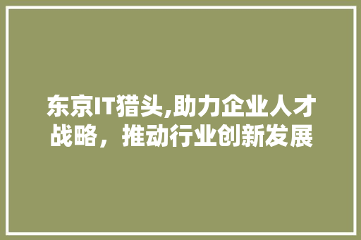 东京IT猎头,助力企业人才战略，推动行业创新发展