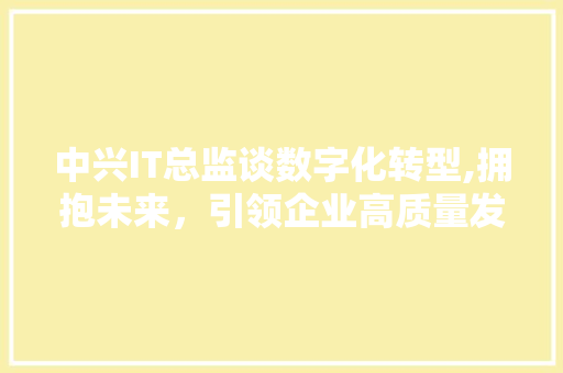 中兴IT总监谈数字化转型,拥抱未来，引领企业高质量发展 SEO教程