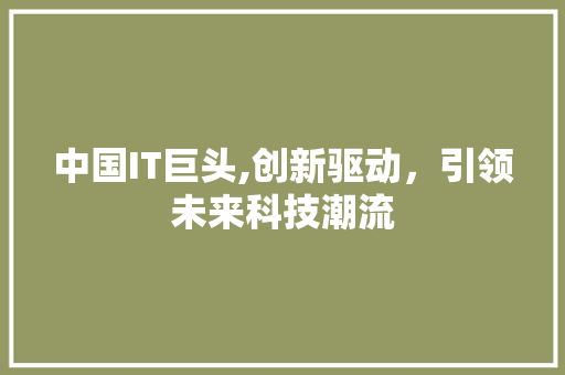 中国IT巨头,创新驱动，引领未来科技潮流