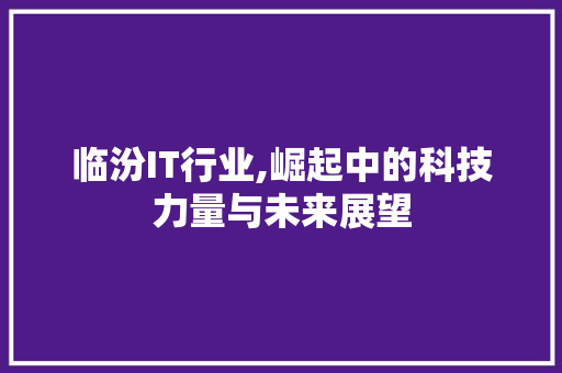 临汾IT行业,崛起中的科技力量与未来展望