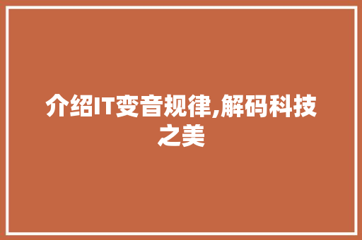 介绍IT变音规律,解码科技之美