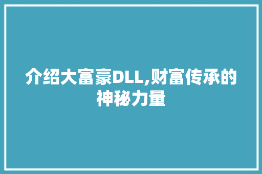 介绍大富豪DLL,财富传承的神秘力量 WordPress教程