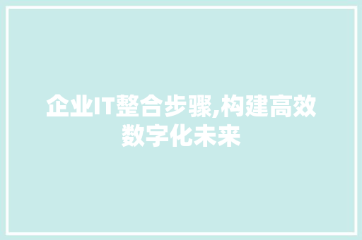 企业IT整合步骤,构建高效数字化未来 Web前端