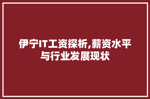 伊宁IT工资探析,薪资水平与行业发展现状