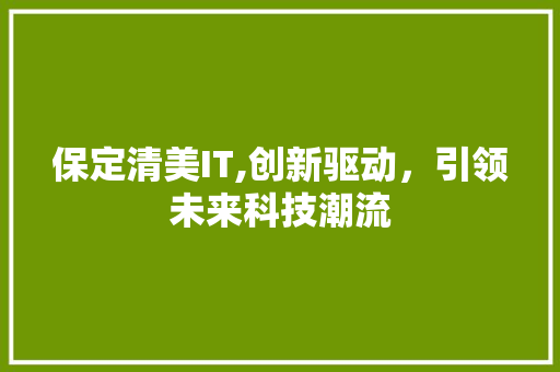 保定清美IT,创新驱动，引领未来科技潮流