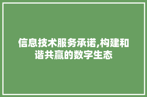 信息技术服务承诺,构建和谐共赢的数字生态
