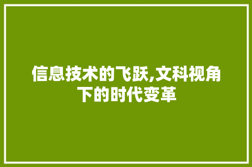 信息技术的飞跃,文科视角下的时代变革