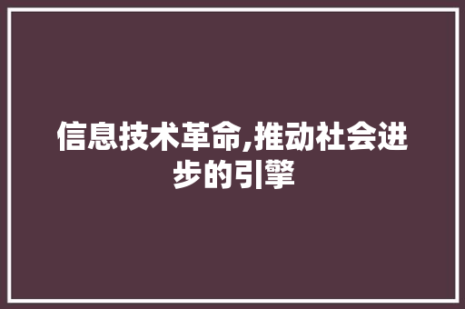 信息技术革命,推动社会进步的引擎 WordPress教程
