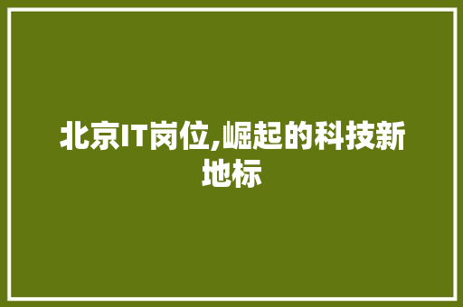 北京IT岗位,崛起的科技新地标