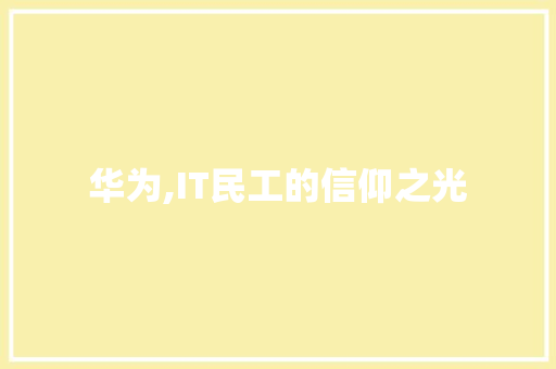 华为,IT民工的信仰之光