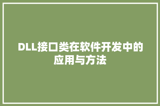 DLL接口类在软件开发中的应用与方法