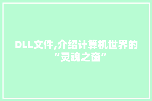 DLL文件,介绍计算机世界的“灵魂之窗”