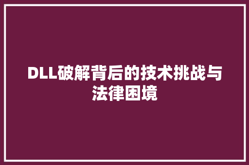 DLL破解背后的技术挑战与法律困境