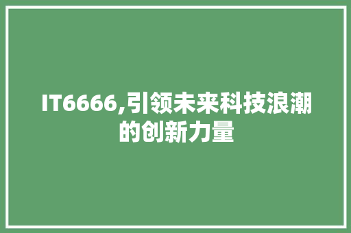 IT6666,引领未来科技浪潮的创新力量 SEO教程