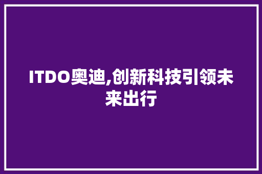 ITDO奥迪,创新科技引领未来出行