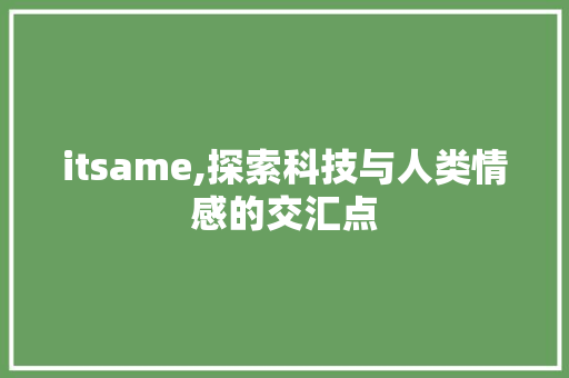 itsame,探索科技与人类情感的交汇点