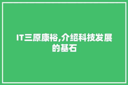 IT三原康裕,介绍科技发展的基石