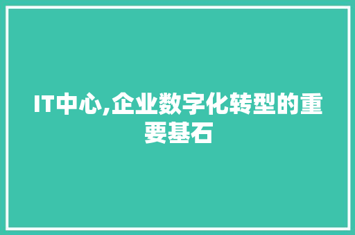IT中心,企业数字化转型的重要基石