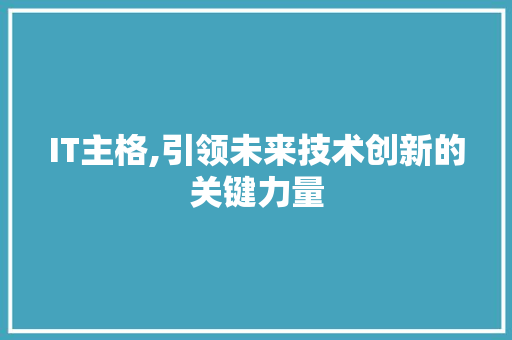 IT主格,引领未来技术创新的关键力量