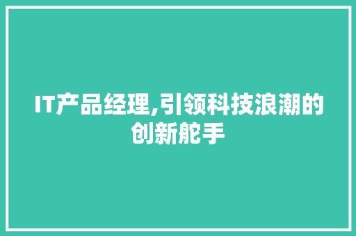 IT产品经理,引领科技浪潮的创新舵手