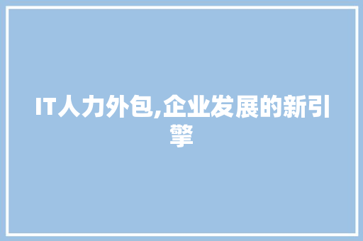 IT人力外包,企业发展的新引擎