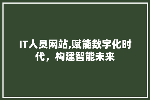 IT人员网站,赋能数字化时代，构建智能未来
