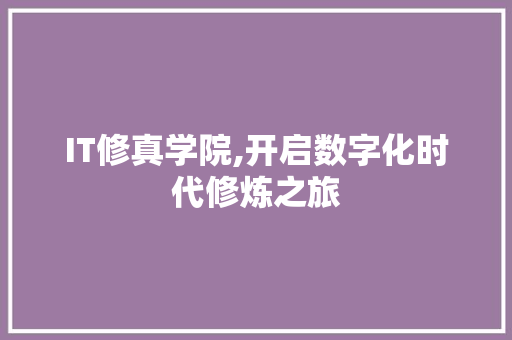 IT修真学院,开启数字化时代修炼之旅