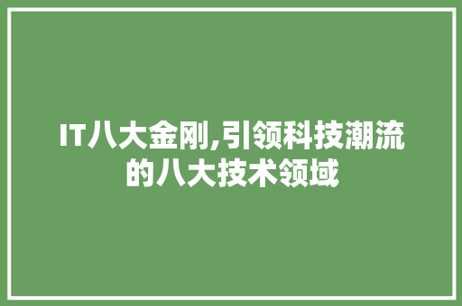 IT八大金刚,引领科技潮流的八大技术领域
