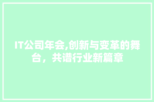 IT公司年会,创新与变革的舞台，共谱行业新篇章 服务器/数据库