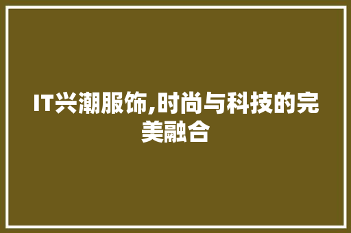 IT兴潮服饰,时尚与科技的完美融合