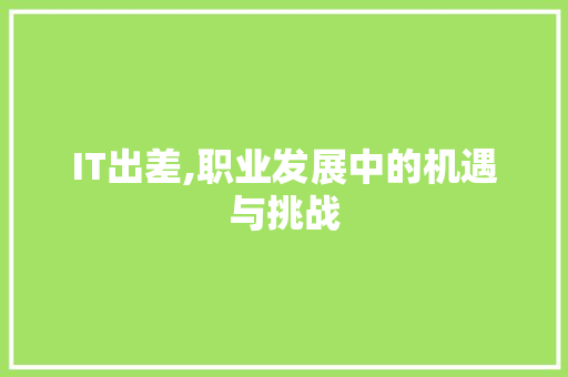 IT出差,职业发展中的机遇与挑战