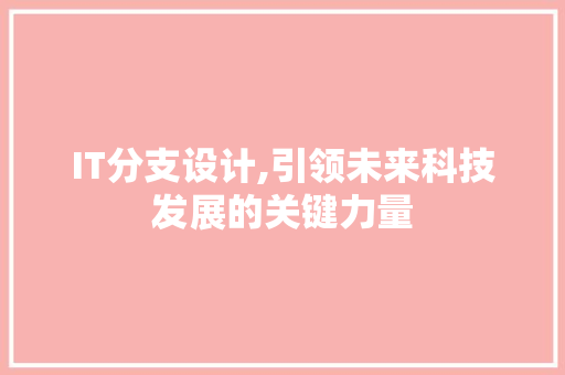 IT分支设计,引领未来科技发展的关键力量