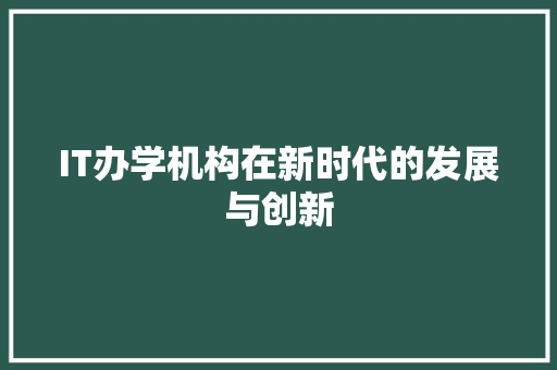 IT办学机构在新时代的发展与创新