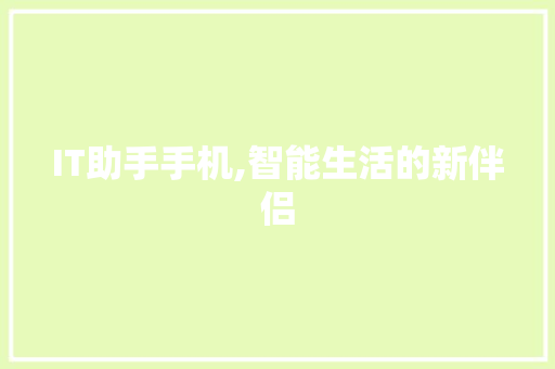 IT助手手机,智能生活的新伴侣
