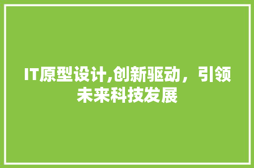IT原型设计,创新驱动，引领未来科技发展
