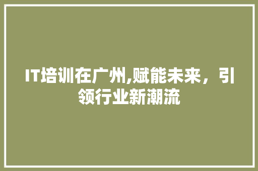 IT培训在广州,赋能未来，引领行业新潮流