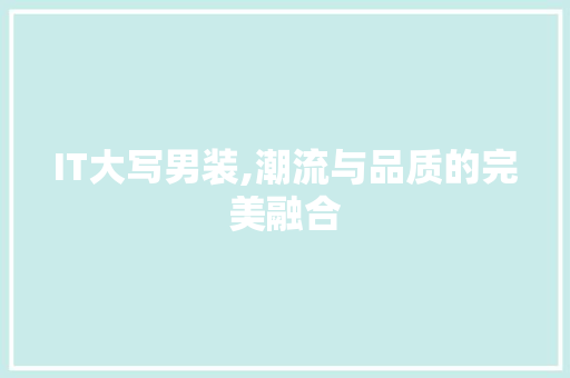 IT大写男装,潮流与品质的完美融合