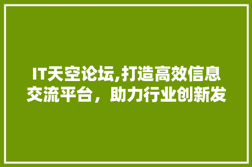 IT天空论坛,打造高效信息交流平台，助力行业创新发展