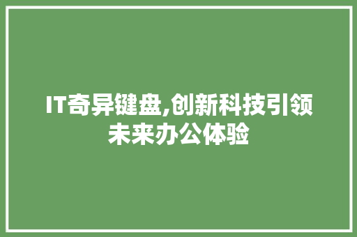 IT奇异键盘,创新科技引领未来办公体验