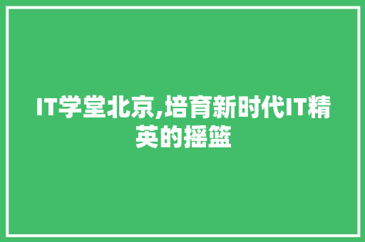 IT学堂北京,培育新时代IT精英的摇篮
