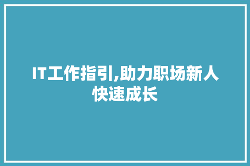 IT工作指引,助力职场新人快速成长 友链在线
