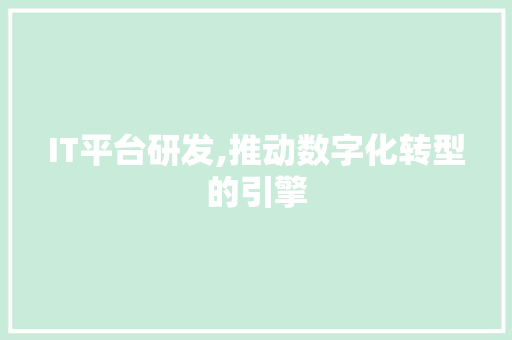 IT平台研发,推动数字化转型的引擎
