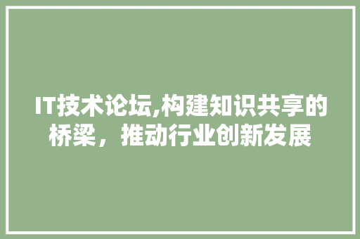 IT技术论坛,构建知识共享的桥梁，推动行业创新发展
