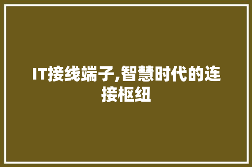 IT接线端子,智慧时代的连接枢纽