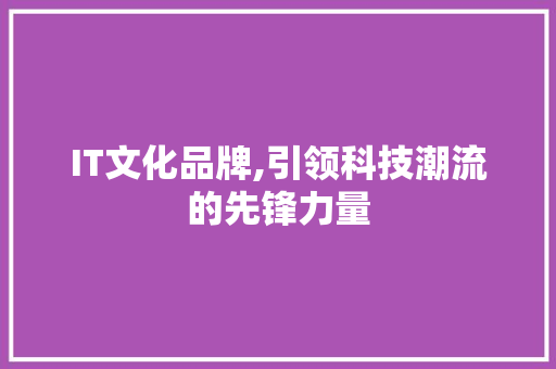 IT文化品牌,引领科技潮流的先锋力量