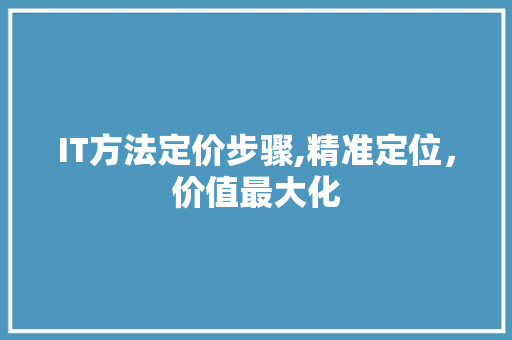 IT方法定价步骤,精准定位，价值最大化