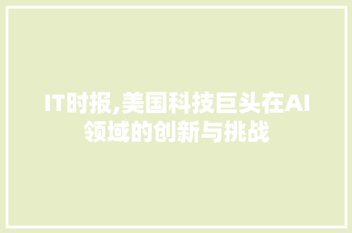 IT时报,美国科技巨头在AI领域的创新与挑战